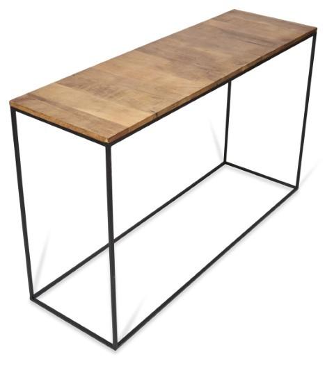 Ava Rectangular Console Table with Mango Wood Top and Iron Legs - Natural/Black-abc