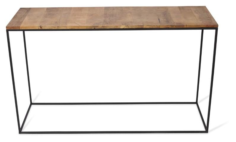 Ava Rectangular Console Table with Mango Wood Top and Iron Legs - Natural/Black-abc