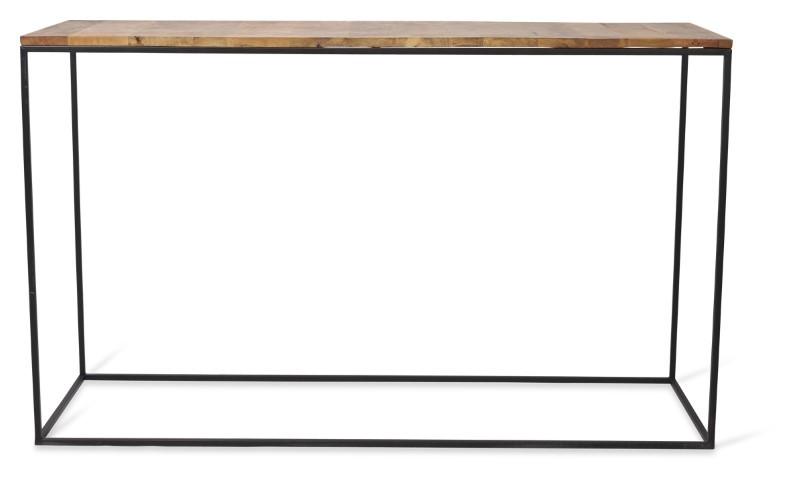 Ava Rectangular Console Table with Mango Wood Top and Iron Legs - Natural/Black-abc