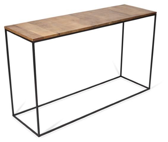 Ava Rectangular Console Table with Mango Wood Top and Iron Legs - Natural/Black-abc