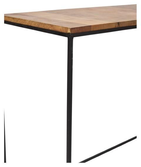Ava Rectangular Console Table with Mango Wood Top and Iron Legs - Natural/Black-abc