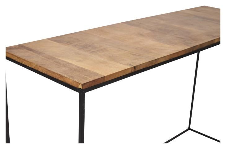 Ava Rectangular Console Table with Mango Wood Top and Iron Legs - Natural/Black-abc