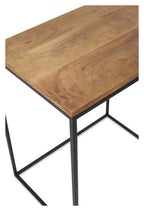 Ava Set of 2 Rectangular Nested Side Tables with Mango Wood Top and Iron Legs - Natural/Black-abc