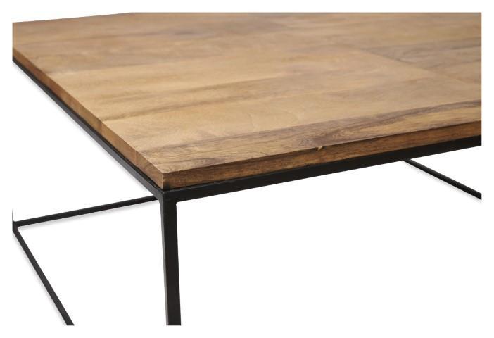 Ava Square Coffee Table with Mango Wood Top and Iron Legs - Natural/Black-abc