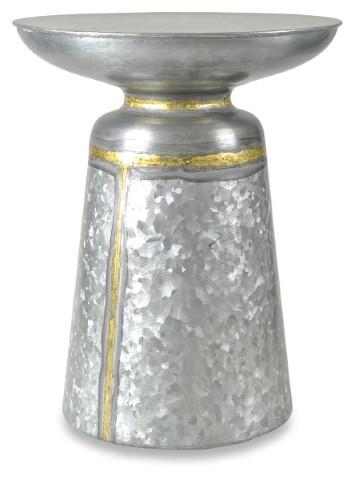 Austin Galvanized Iron Side Table - Silver Oxidize-abc