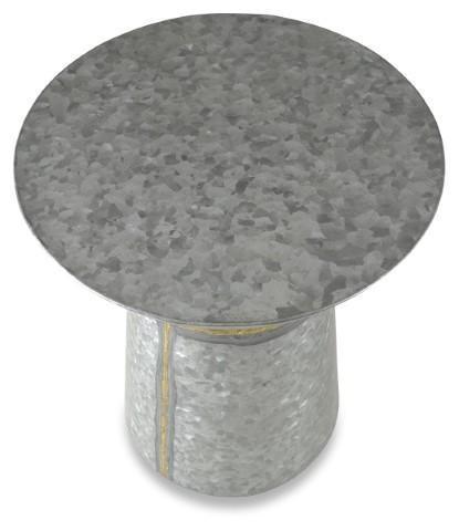 Austin Galvanized Iron Side Table - Silver Oxidize-abc