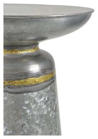 Austin Galvanized Iron Side Table - Silver Oxidize-abc