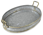 Austin Oval Iron Tray with Handle - Silver Oxidize-abc