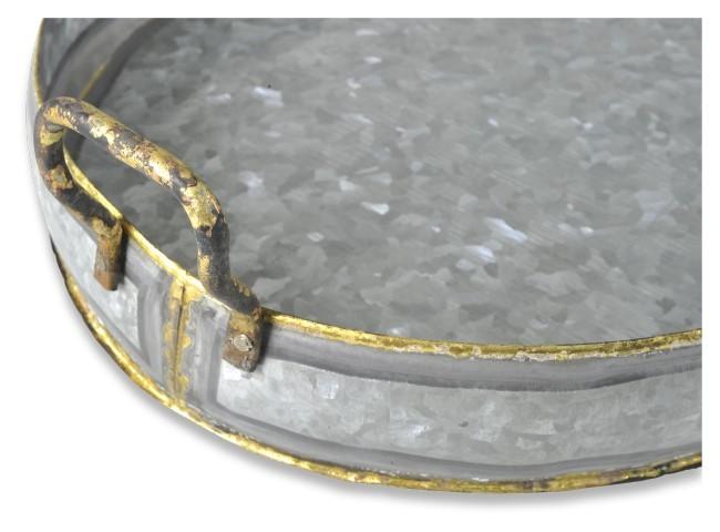 Austin Oval Iron Tray with Handle - Silver Oxidize-abc