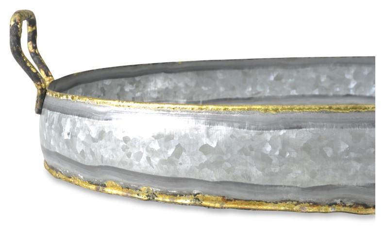 Austin Oval Iron Tray with Handle - Silver Oxidize-abc