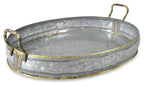 Austin Oval Iron Tray with Handle - Silver Oxidize-abc