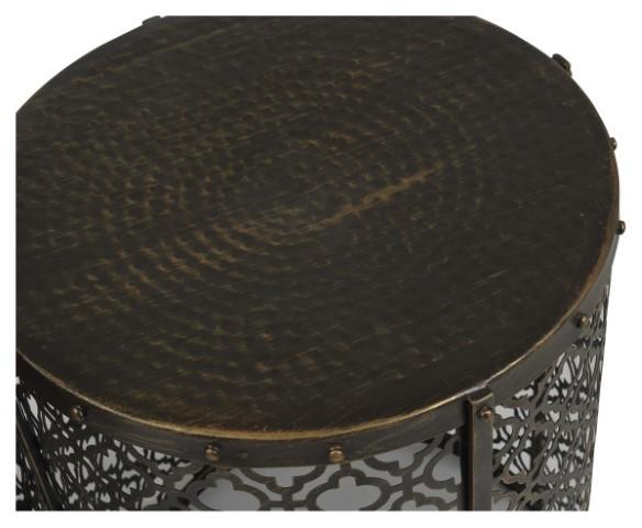 Set of 2 Jaipur Cutwork Side Table - Gold Antique-abc