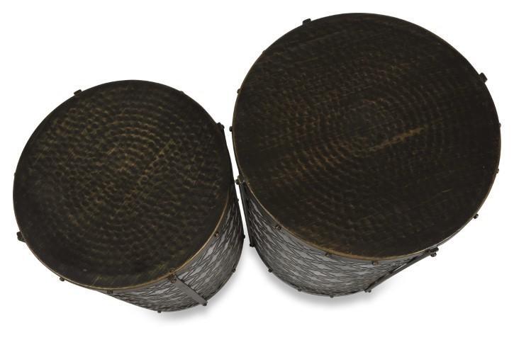 Set of 2 Jaipur Cutwork Side Table - Gold Antique-abc