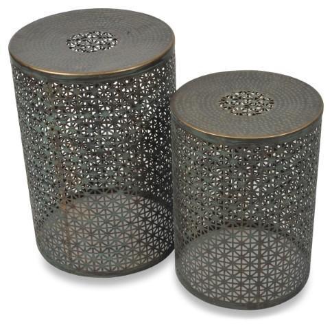 Set of 2 Kierala Cutwork Side Table - Copper/Green-abc