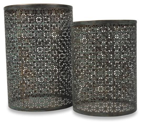 Set of 2 Kierala Cutwork Side Table - Copper/Green-abc