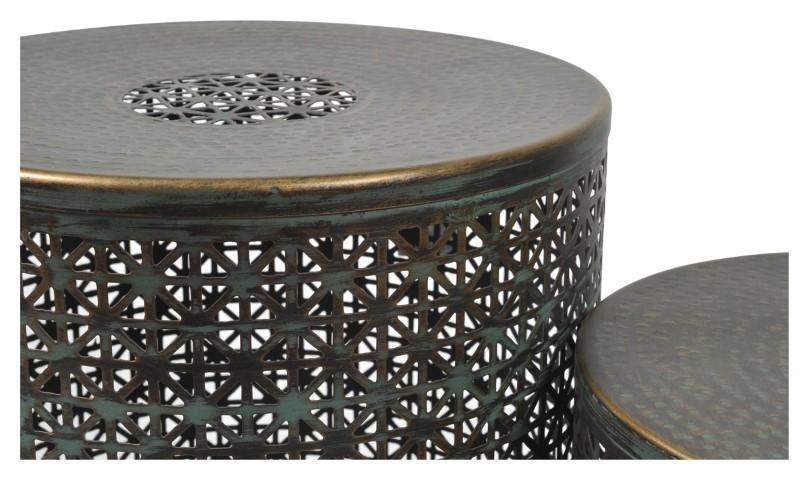 Set of 2 Kierala Cutwork Side Table - Copper/Green-abc