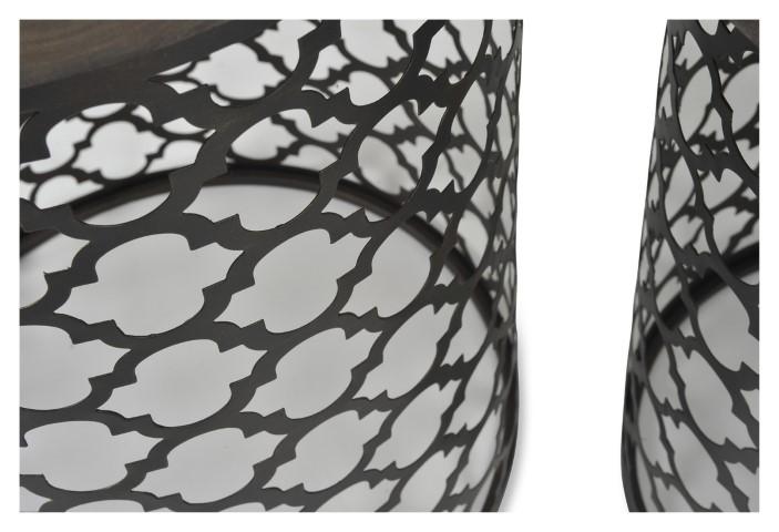 Set of 2 Taj Iron Cutwork Side Table - Bronze/Charcoal-abc