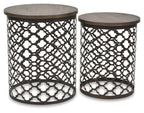 Set of 2 Taj Iron Cutwork Side Table - Bronze/Charcoal-abc