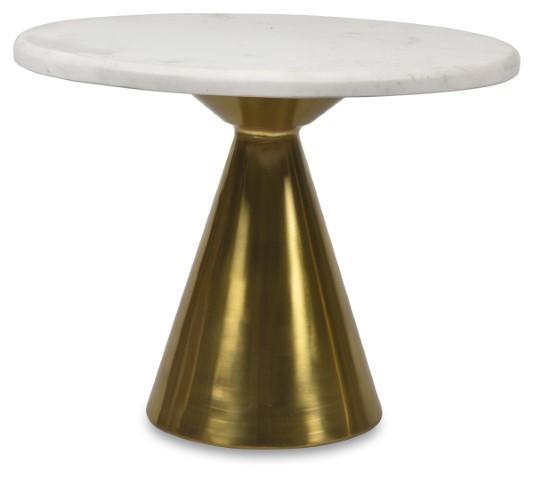 Pedastal Marble Iron Side Table - Antique Brass-abc