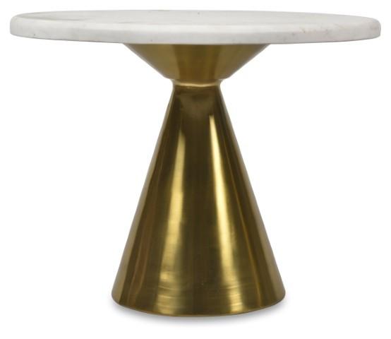 Pedastal Marble Iron Side Table - Antique Brass-abc