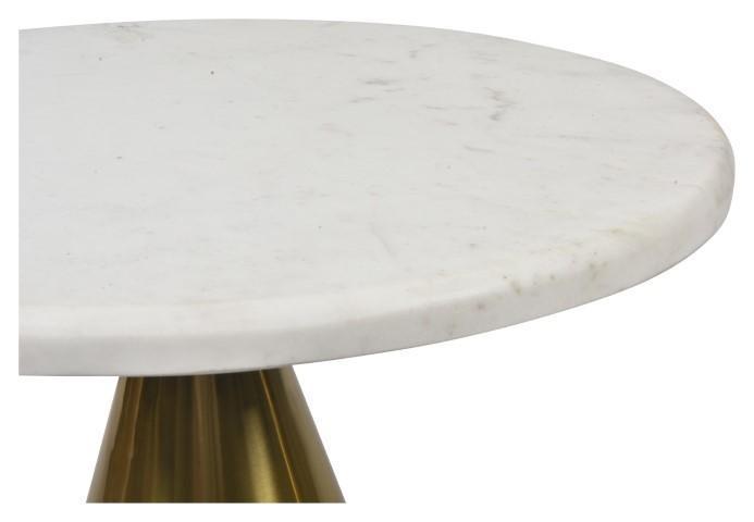 Pedastal Marble Iron Side Table - Antique Brass-abc