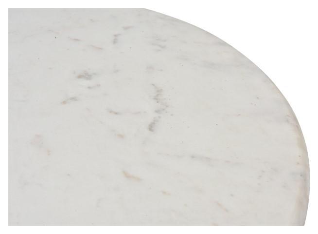 Pedastal Marble Iron Side Table - Antique Brass-abc