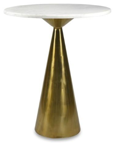 Pedastal Marble Iron Bar Table - Antique Brass-abc