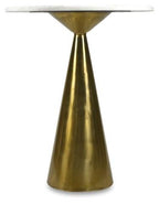 Pedastal Marble Iron Bar Table - Antique Brass-abc