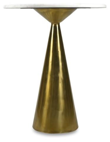 Pedastal Marble Iron Bar Table - Antique Brass-abc