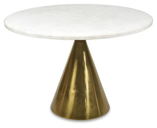 Pedastal Marble Iron Dining Table - Antique Brass-abc