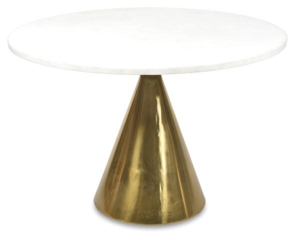Pedastal Marble Iron Dining Table - Antique Brass-abc