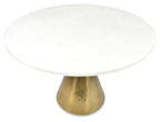Pedastal Marble Iron Dining Table - Antique Brass-abc