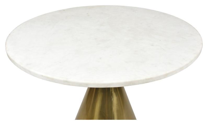 Pedastal Marble Iron Dining Table - Antique Brass-abc