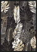 Layered Foil Leaves Framed Canvas Wall Art - Multicolour-abc
