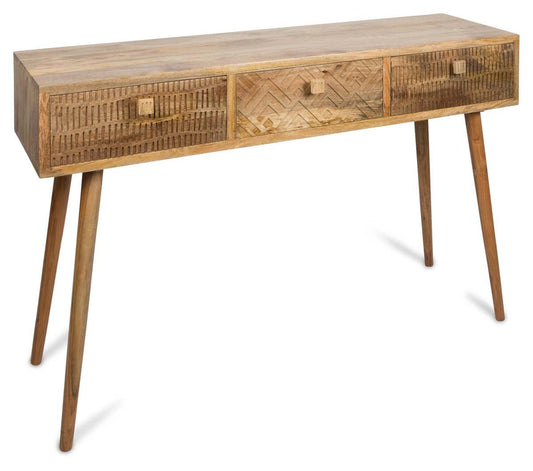 Ashanti Three Drawer Mango Wood Console KD-abc