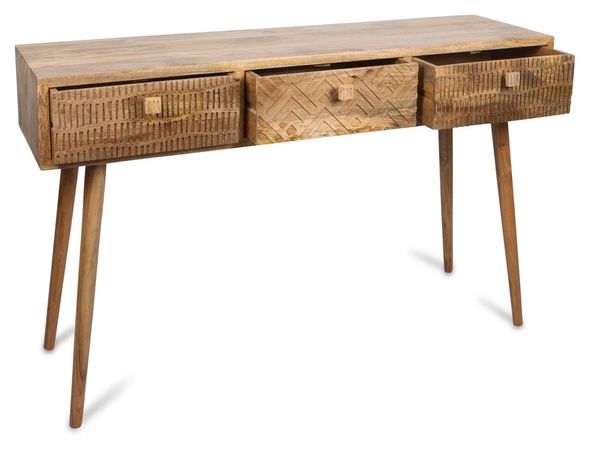 Ashanti Three Drawer Mango Wood Console KD-abc