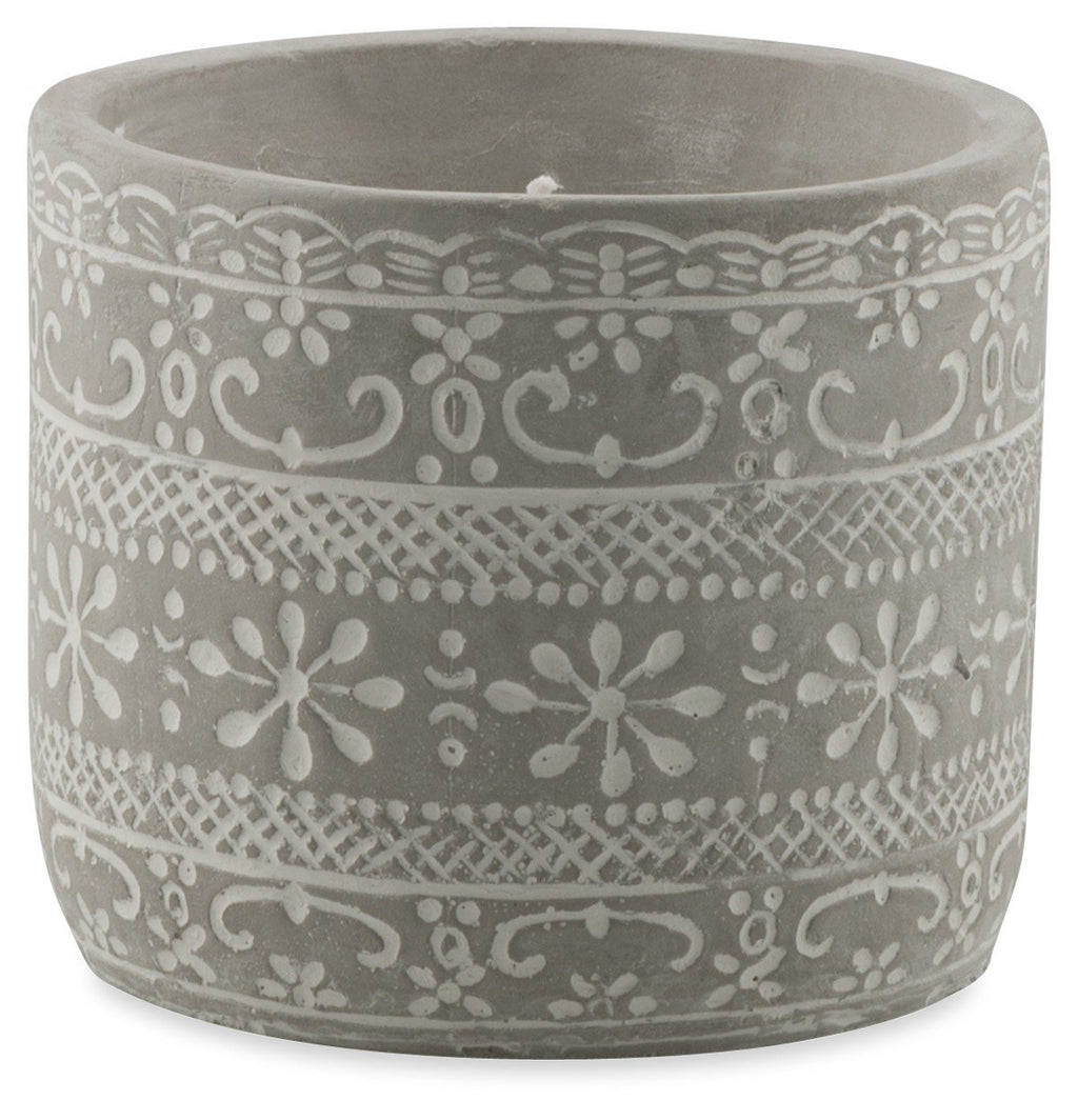 Mayan Large Cement Candle Pot with Wax-abc