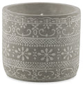 Mayan Large Cement Candle Pot with Wax-abc