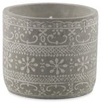 Mayan Large Cement Candle Pot with Wax-abc