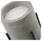 Nanjin Small Cement Candle Pot with Wax On Metal Stand-abc