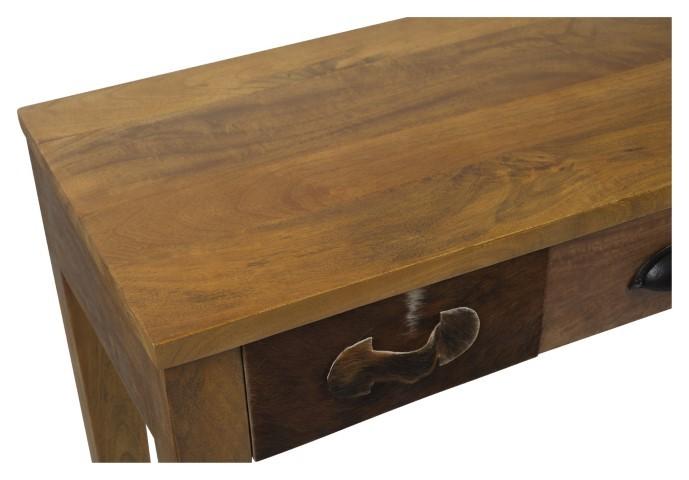 Four Drawer Infinity Mango Wood Console with Bone inlay - Natural-abc