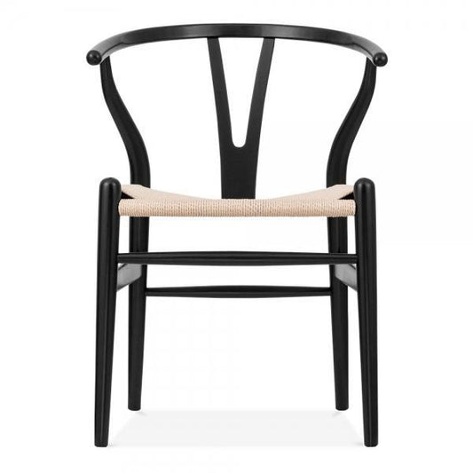 Wishbone Chair Black / Natural Seat-abc