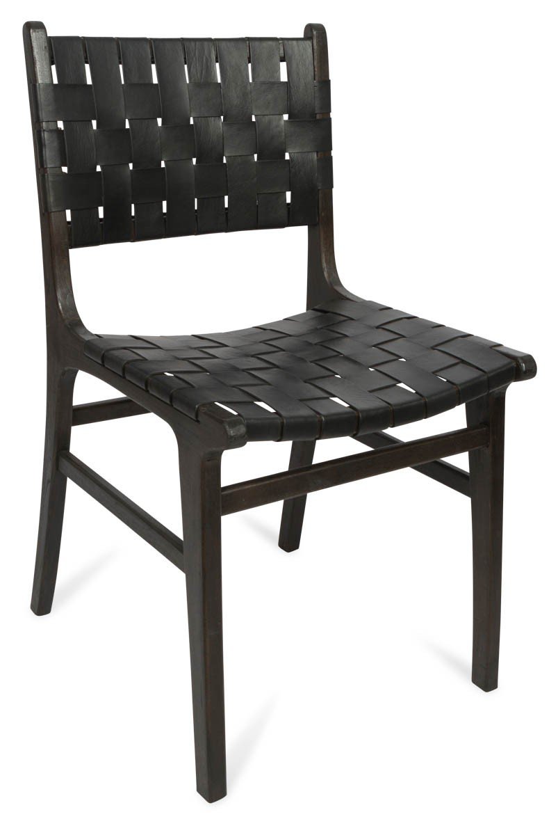Numadu Leather Weave Dining Chair with Wooden Legs-abc
