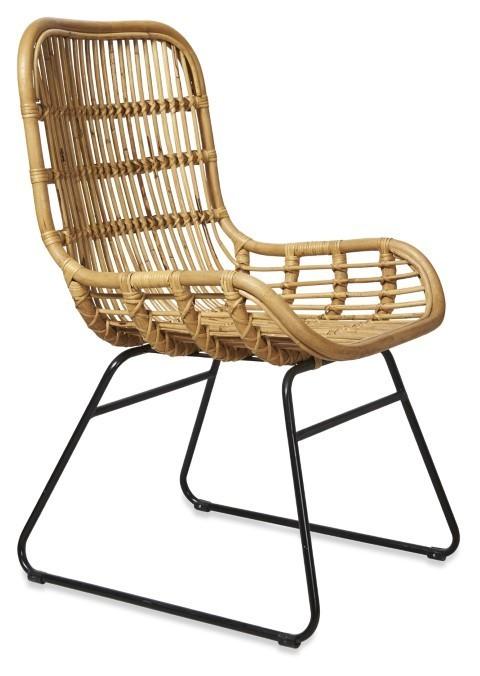 Mudoro Rattan Armchair with Metal Legs - Natural/Black-abc