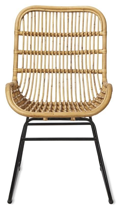 Mudoro Rattan Armchair with Metal Legs - Natural/Black-abc