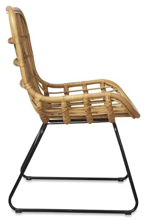 Mudoro Rattan Armchair with Metal Legs - Natural/Black-abc