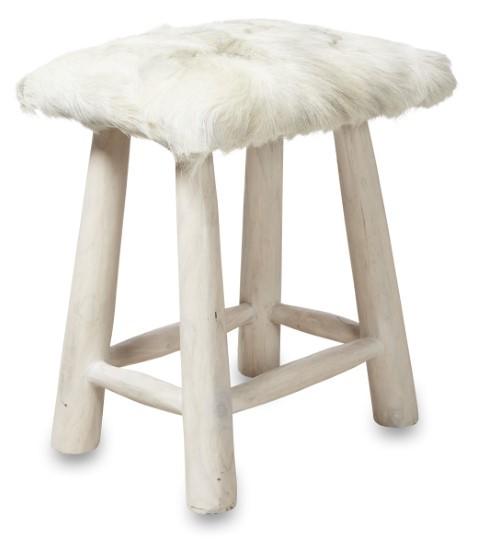 Malawi Rectangular Goathide Stool-abc