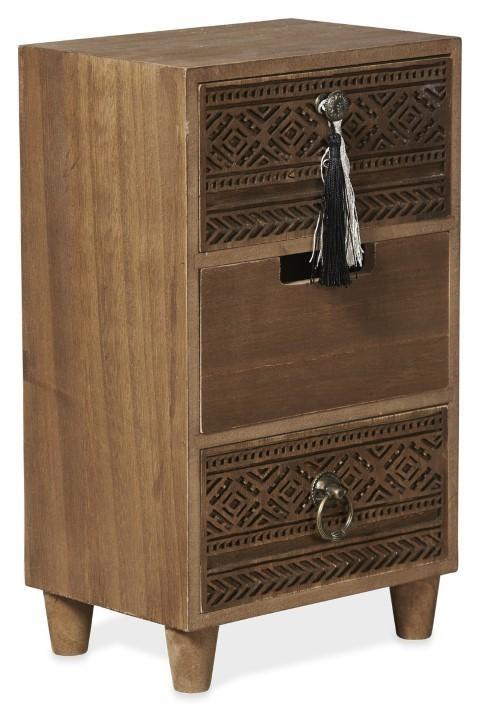 Phoenix Wooden 3 Drawer Storage - Brown-abc