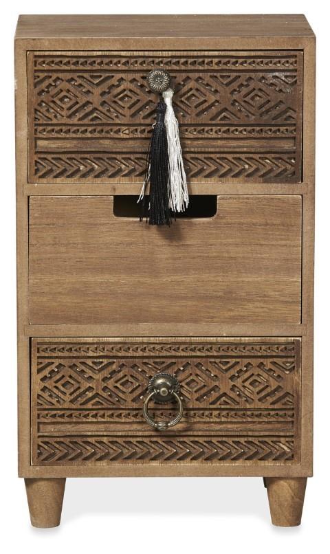 Phoenix Wooden 3 Drawer Storage - Brown-abc