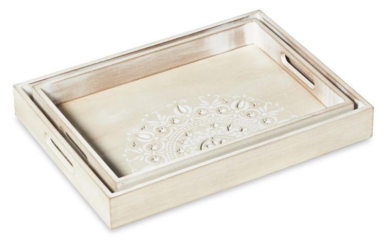 Set of 2 Lyon Wooden Trays-abc